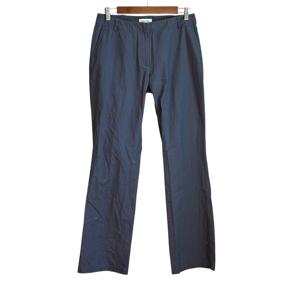 Calvin Klein Flat Front Cotton Casual Career‎ Dress Pants Size 8 Grey Slate NEW